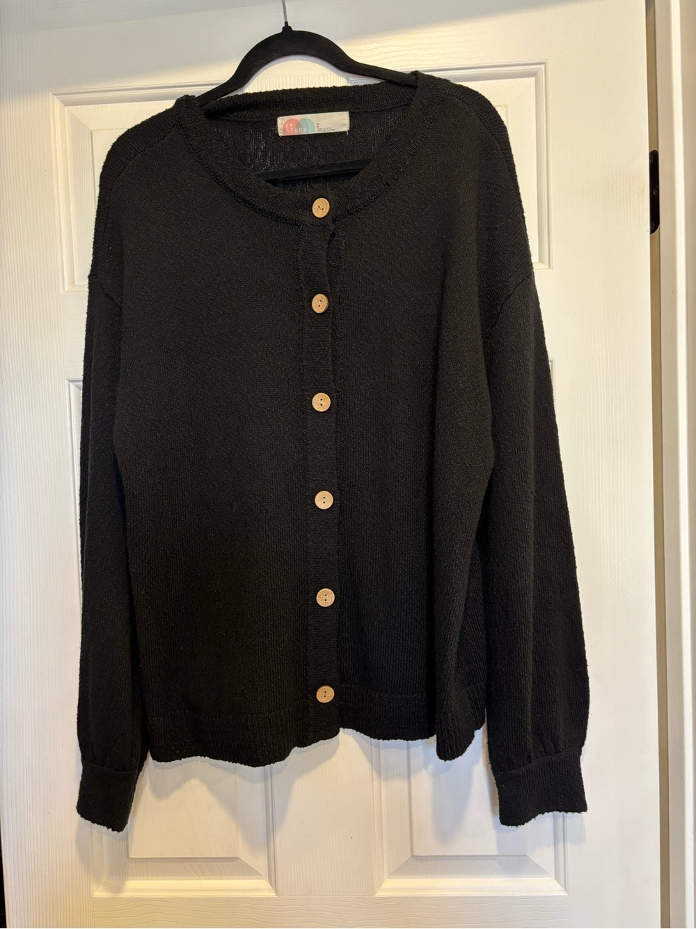 Free People Black Button-Up Knit Cardigan